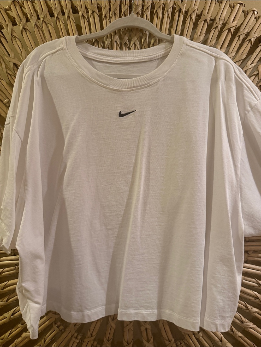 Nike Men’s White short-Sleeve Crew with Black Swoosh